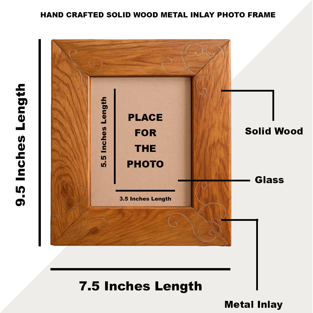 Product image Craftooba Premium Handcrafted Metal Inlay Wooden Table Top Frame – 5.5 x 3.5 inch Photo Display | Photo frame | Wooden photo Frame |