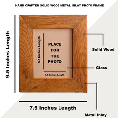 Product image Craftooba Premium Handcrafted Metal Inlay Wooden Table Top Frame – 5.5 x 3.5 inch Photo Display | Photo frame | Wooden photo Frame |
