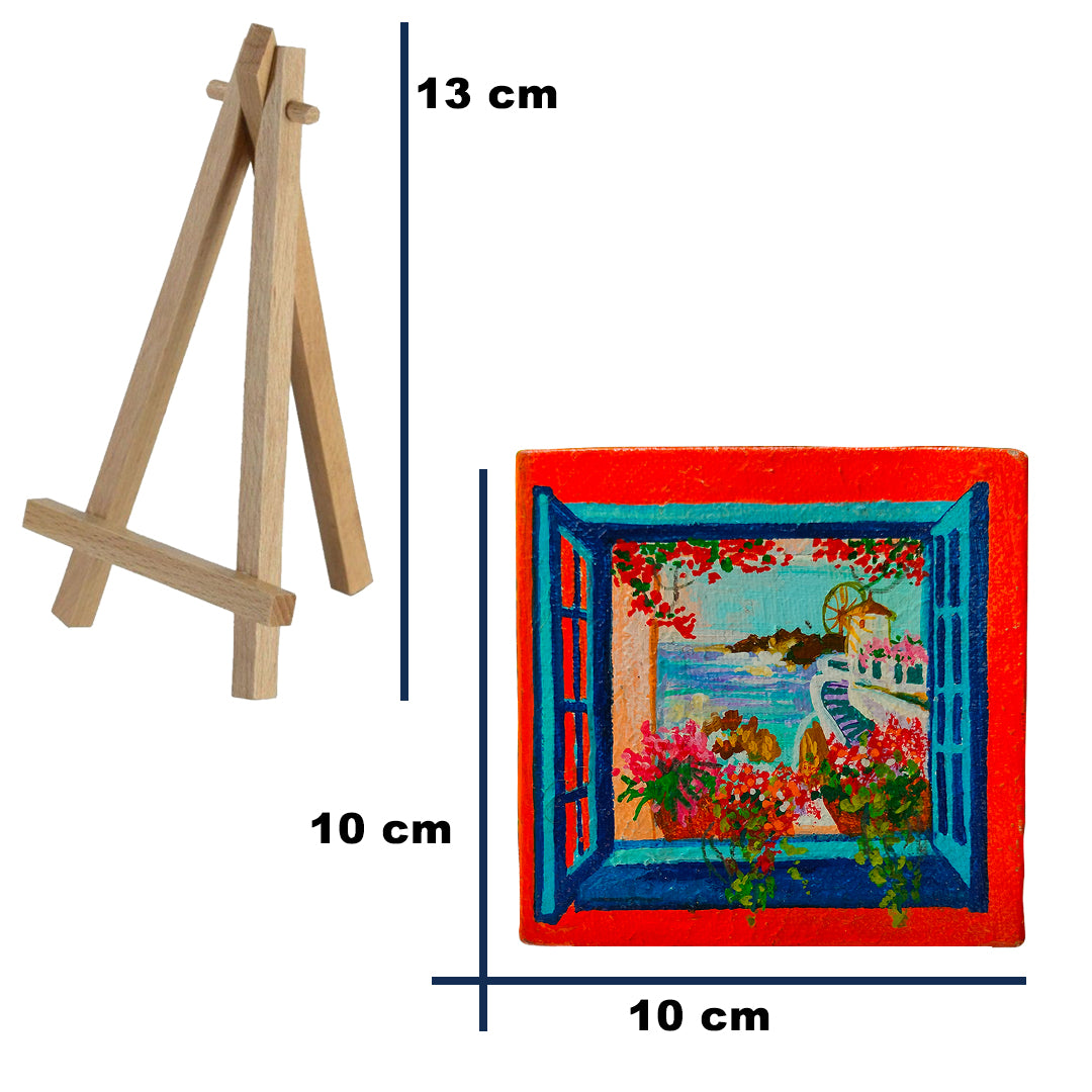 Original canvas painting | Small canvas (4 inches) with easel stand