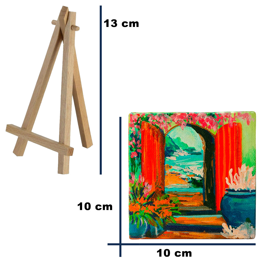 Original canvas painting | Small canvas (4 inches) with easel stand