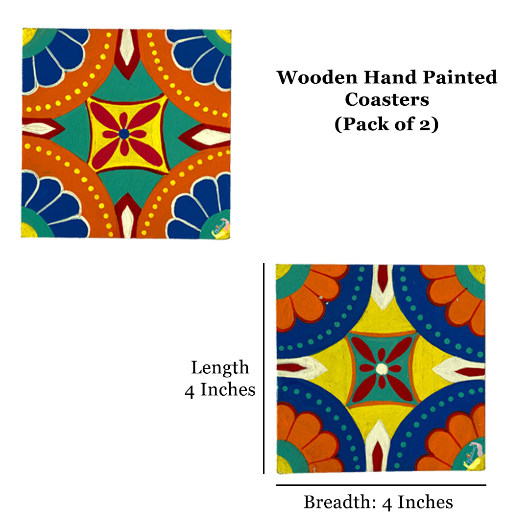 Engineered wooden handpainted Coasters art –  | Engineered wooden handpainted coaster decor