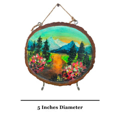 Craftooba Hand-Painted Wooden Key Holder – Scenic Landscape Art on Natural Wood | Wall Mounted | 2 Hooks