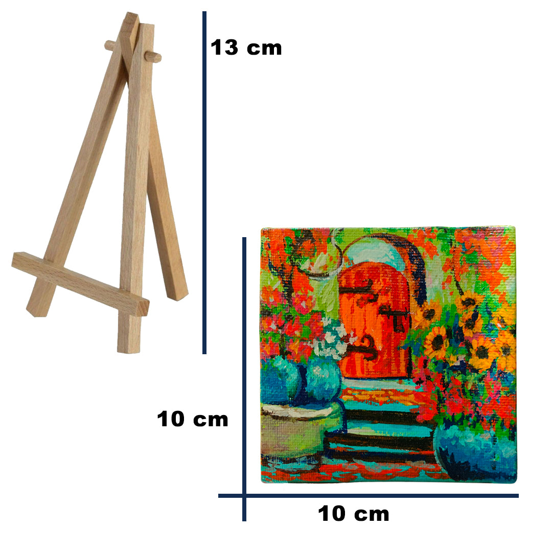 Original canvas painting | Small canvas (4 inches) with easel stand