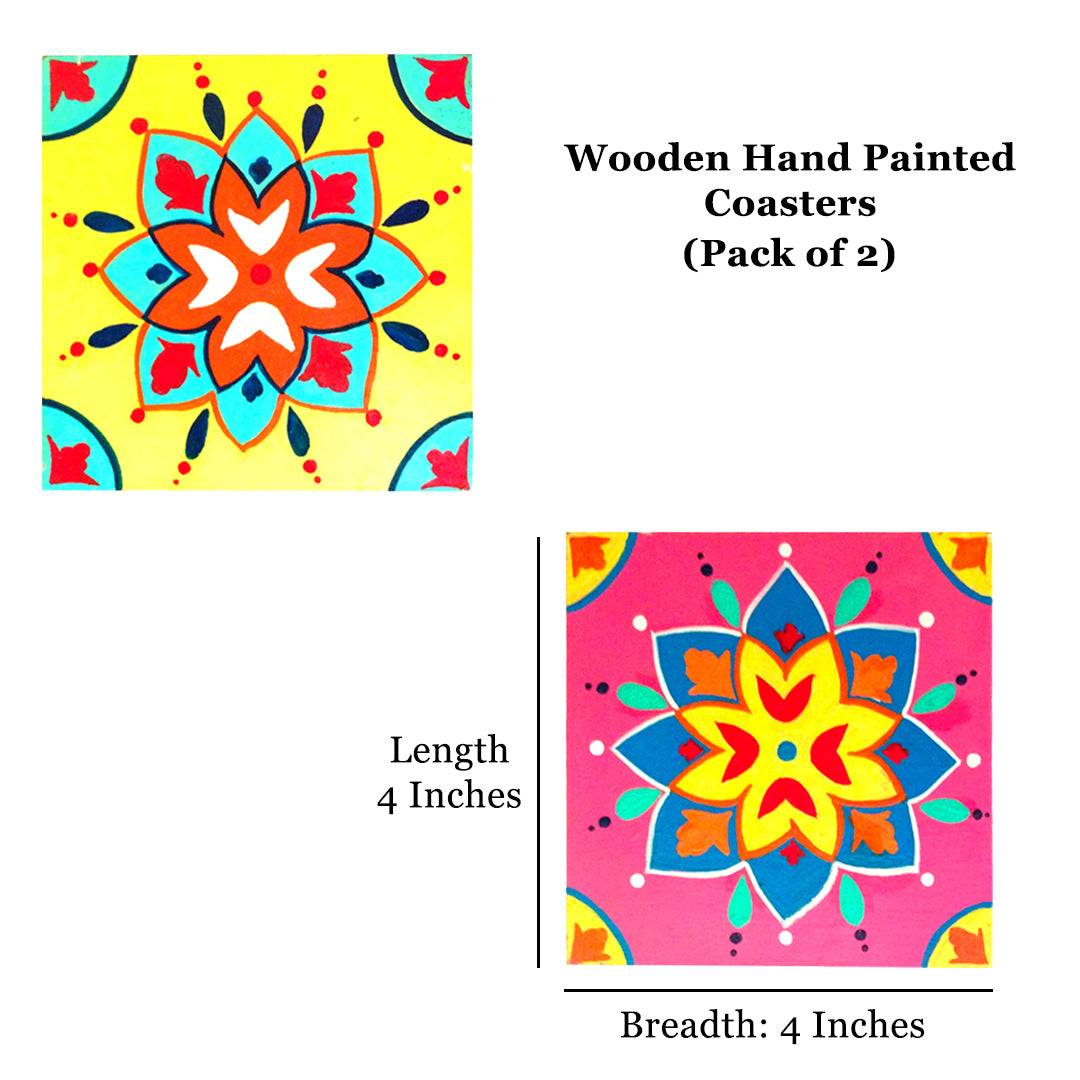 Engineered wooden handpainted Coasters art –  | Engineered wooden handpainted coaster decor