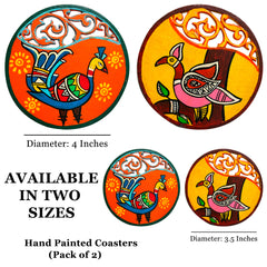 Hand Painted Birds Inspired Coasters Pack of 2