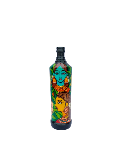 Hand Painted Glass Bottle Art for Home and Office Decor | Recycled Bottle Decor | Bottle Light| Bottle Vase | Glass Bottle Decor | Multiple Women Faces