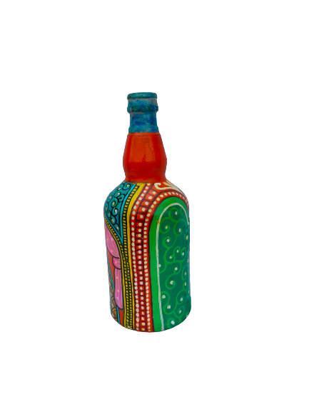 Hand Painted Glass Bottle Art for Home and Office Decor | Recycled Bottle Decor | Bottle Light| Bottle Vase | Glass Bottle Decor | Rajarani