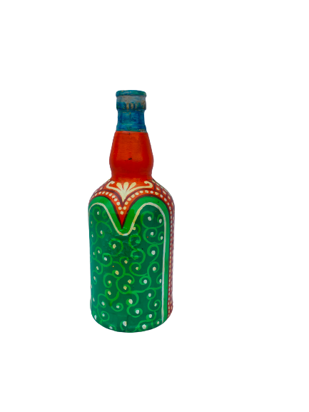 Hand Painted Glass Bottle Art for Home and Office Decor | Recycled Bottle Decor | Bottle Light| Bottle Vase | Glass Bottle Decor | Rajarani