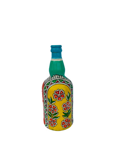 Hand Painted Glass Bottle Art for Home and Office Decor | Recycled Bottle Decor | Bottle Light| Bottle Vase | Glass Bottle Decor | Floral