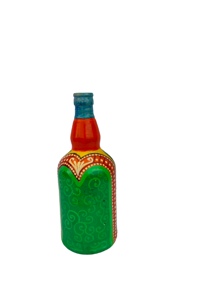 Hand Painted Glass Bottle Art for Home and Office Decor | Recycled Bottle Decor | Bottle Light| Bottle Vase | Glass Bottle Decor | Rajarani