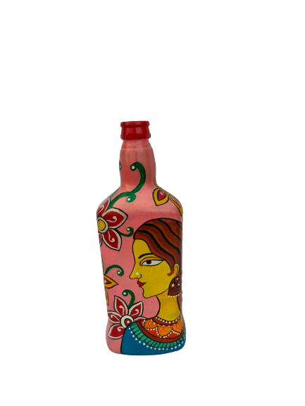 Hand Painted Glass Bottle Art for Home and Office Decor | Recycled Bottle Decor | Bottle Light| Bottle Vase | Glass Bottle Decor