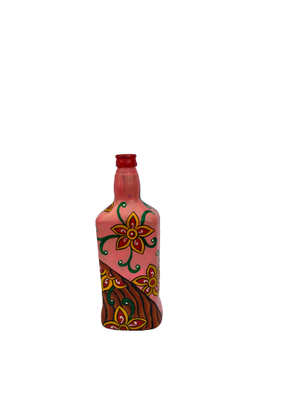 Hand Painted Glass Bottle Art for Home and Office Decor | Recycled Bottle Decor | Bottle Light| Bottle Vase | Glass Bottle Decor