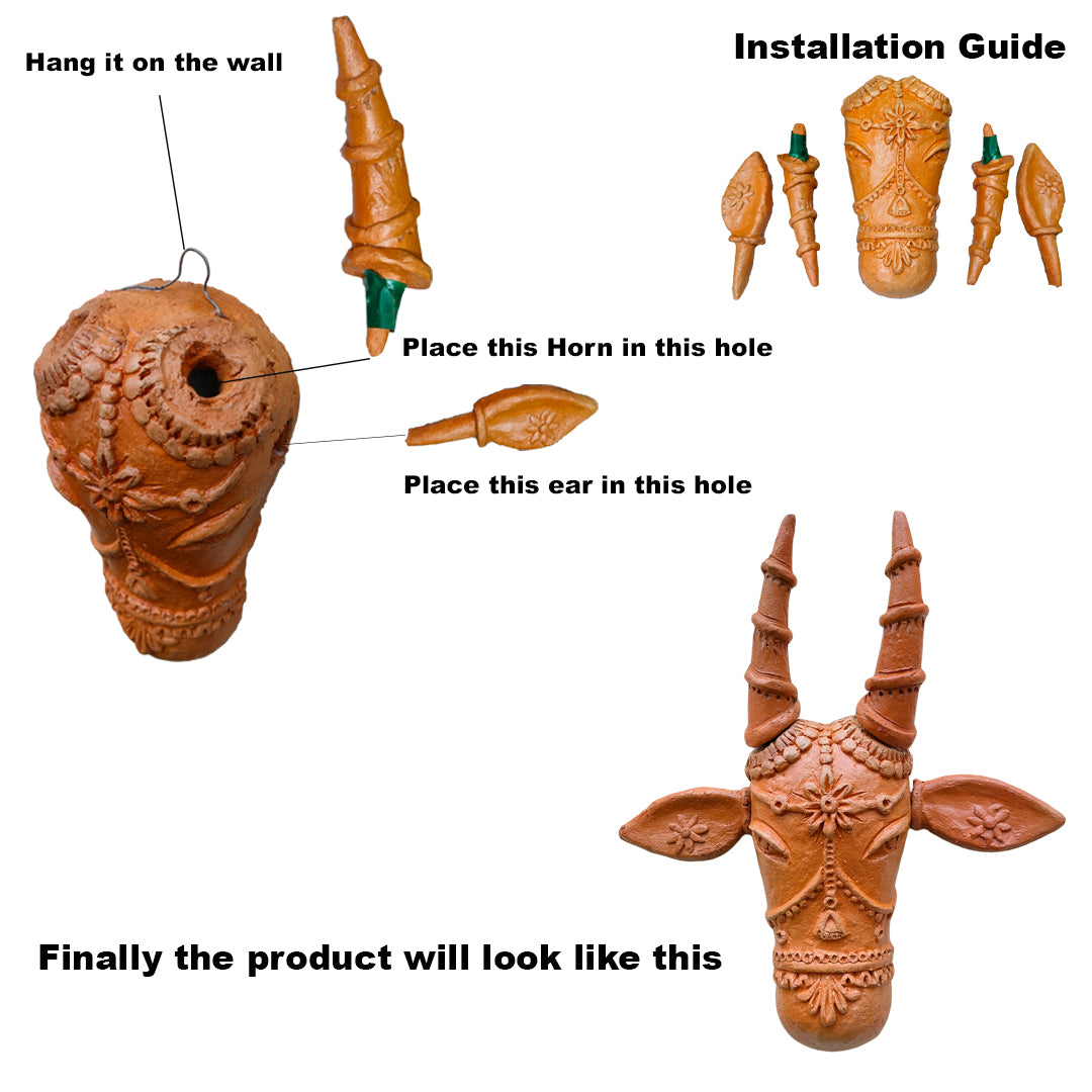 Terracotta Cow Head Wall Décor – Handcrafted Elegance for Your Home
