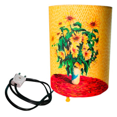 Craftooba bouquet of sunflowers hand painted round lamp | Hand Painted Table Lamp Shade | For Bedroom | Home | Living Room | Bedside | Home Decor Items & Gift