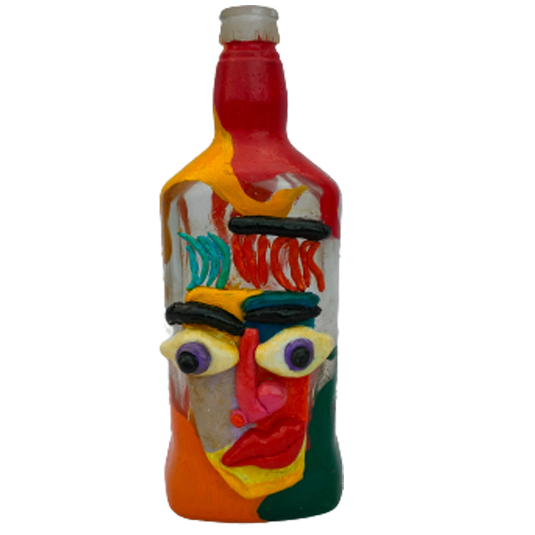 Click to open expanded view  Hand Painted Glass Bottle Art for Home and Office Decor | Recycled Bottle Decor | Bottle Light| Bottle Vase | Glass Bottle Decor | Multicolour Abstract