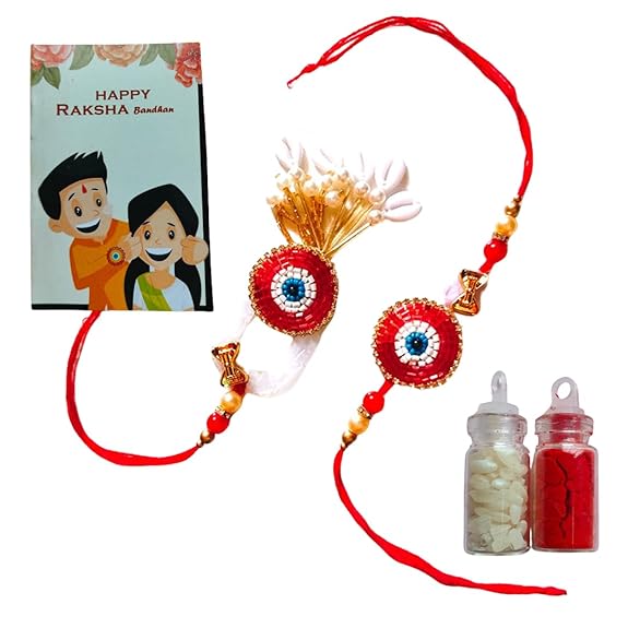 Craftooba Colourful COMBO Of Evil Eye Red Beads Rakhi/Bracelet | Rakhi with Gift | Rakhi | Rakhi For Brother | Rakhi For Sister | Gift | Raksha bandhan |