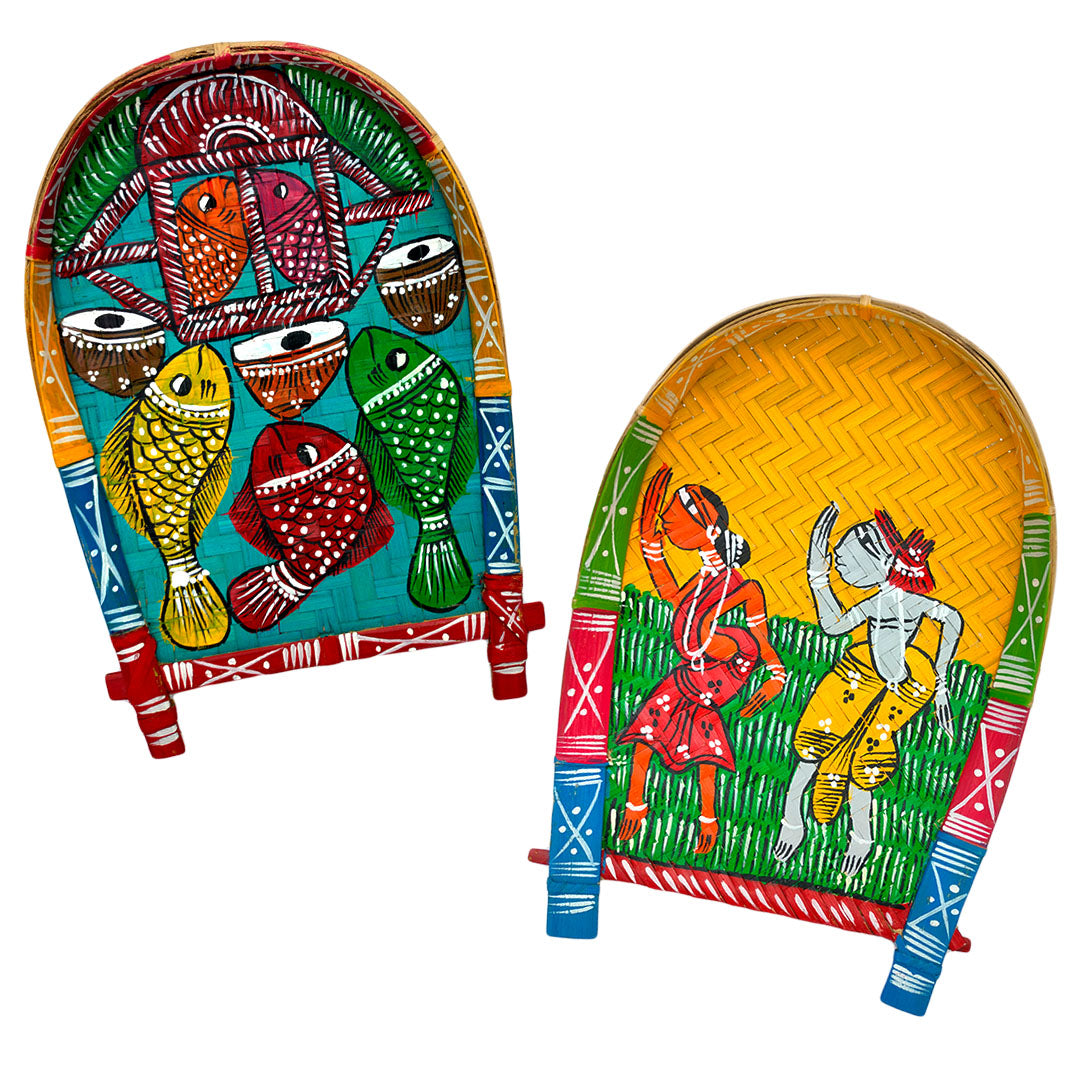 Craftooba's Hand-Painted Kulo Set: From Farm to Folklore Or Winnowing Clatter/Basket for Home Decor & Festival