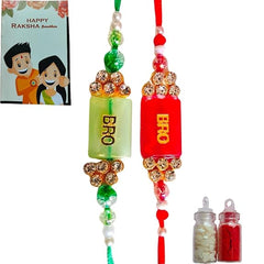 Craftooba Colourful COMBO Of BRO Green And Red Beads Rakhi/Bracelet | Rakhi with Gift | Rakhi | Rakhi For Brother | Rakhi For Sister | Gift | Raksha bandhan |