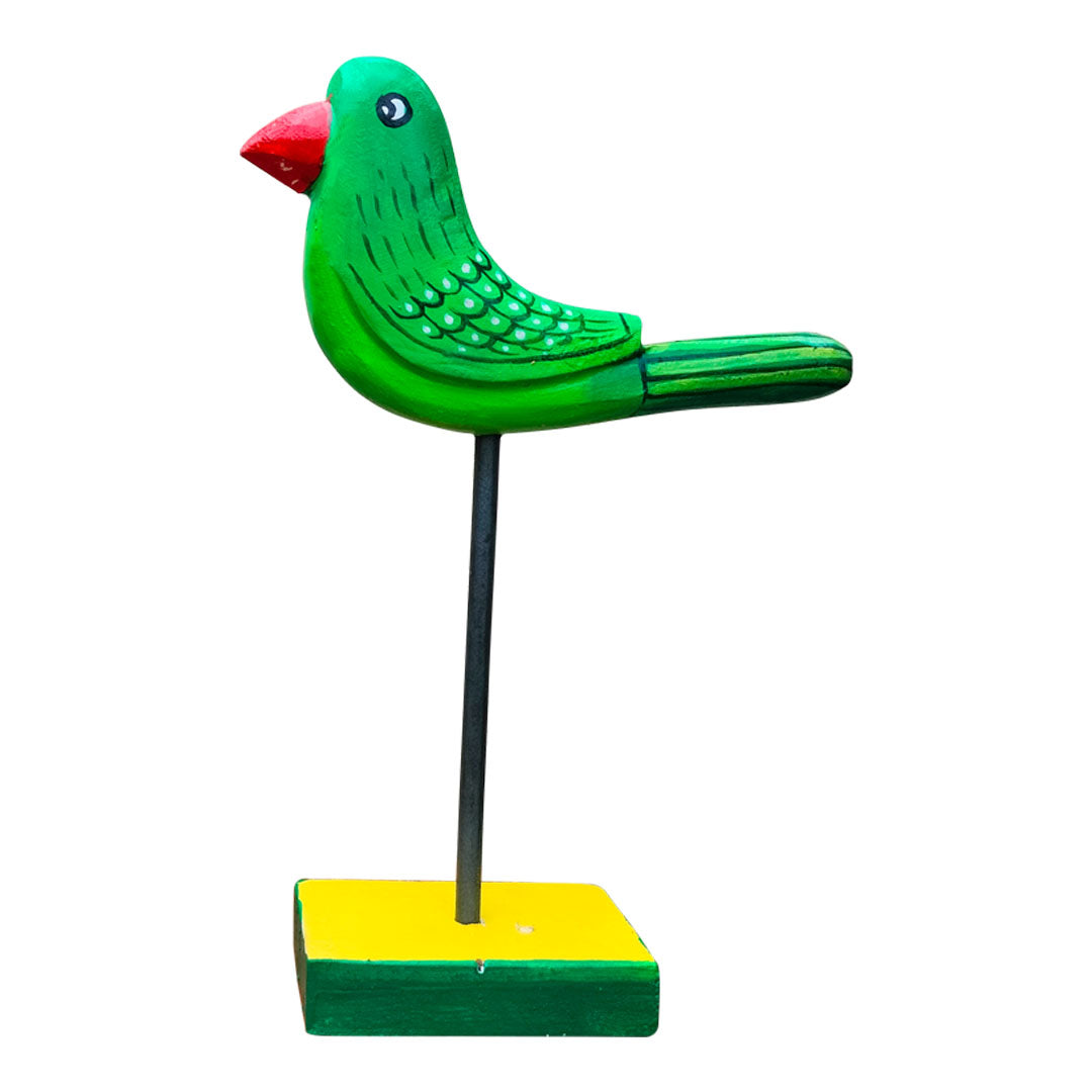 Craftooba handpainted wooden bird with stand showpiece Parrot  | wooden birds | showpiece | handpainted | table top | home decor |