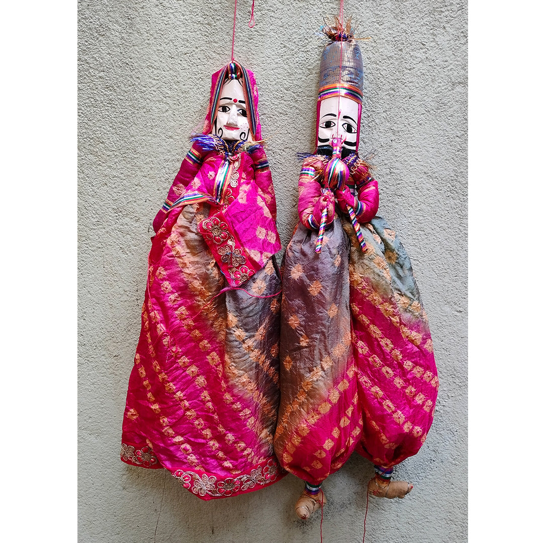 Craftooba Traditional Indian Puppets,Dolls, Vintage Rajasthani,Handmade Gypsy Dolls,String,Bohemian Home