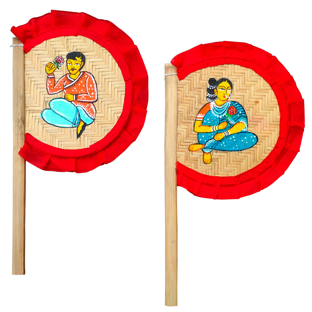 Craftooba Combo of Hand Painted Decorative Folk Art Bamboo Made Hand Fan (hatpakha) | Home Decor & Festival | Handmade & Handpainted Beautiful Traditional Hand Fan | Decor |