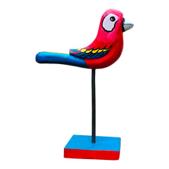 Craftooba handpainted wooden bird with stand showpiece Macaw  | wooden birds | showpiece | handpainted | table top | home decor |