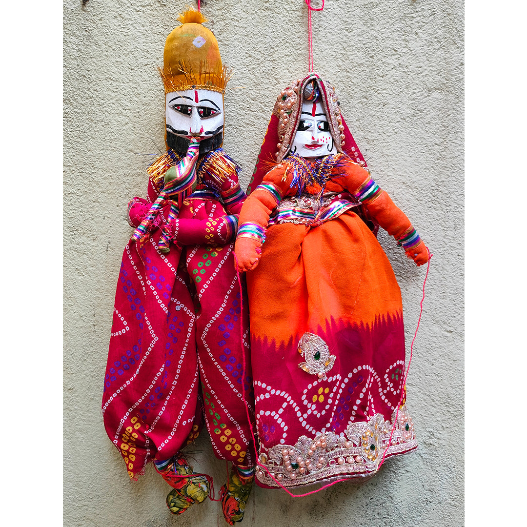 Craftooba Traditional Indian Puppets,Dolls, Vintage Rajasthani,Handmade Gypsy Dolls,String,Bohemian Home