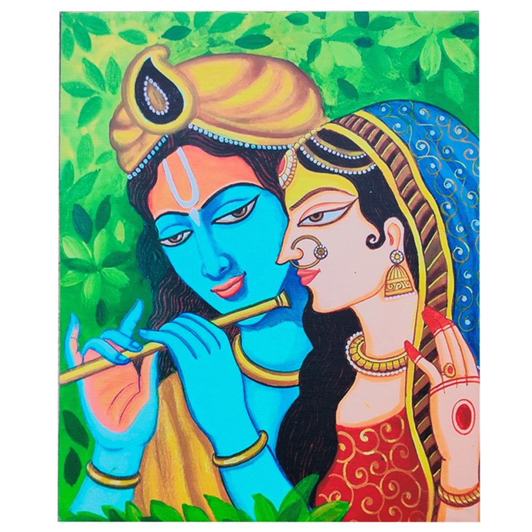 Craftooba Printed Canvas Inspired on Radha Krishna Potrait | Canvas | Stretched Canvas Art Print