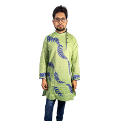 Craftooba Hand Painted Cotton Green Colour Punjabi for Men | Punjabi | Ethnic Wear | Clothing | Kurta | Kurta for Men