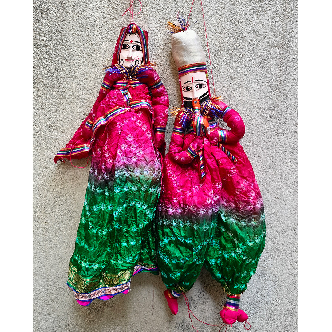 Craftooba Traditional Indian Puppets,Dolls, Vintage Rajasthani,Handmade Gypsy Dolls,String,Bohemian Home