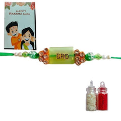 Craftooba Colourful BRO Green Beads Rakhi/Bracelet | Rakhi with Gift | Rakhi | Rakhi For Brother | Rakhi For Sister | Gift | Raksha bandhan |