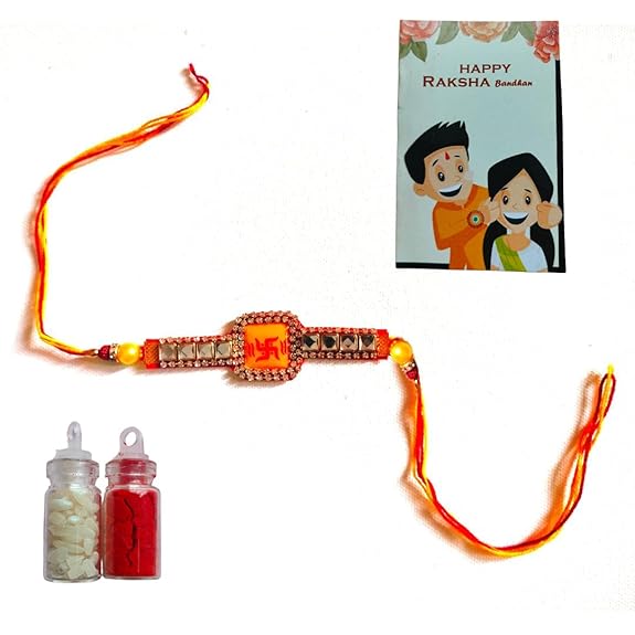 Craftooba Colourful Swastik Beads Rakhi/Bracelet | Rakhi with Gift | Rakhi | Rakhi For Brother | Rakhi For Sister | Gift | Raksha bandhan |