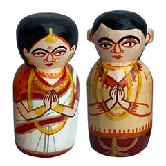 Craftooba Wooden Handpainted Couple Dolls for Home Decor Set of 2 II | Doll | Handpainted Doll | Wooden Doll