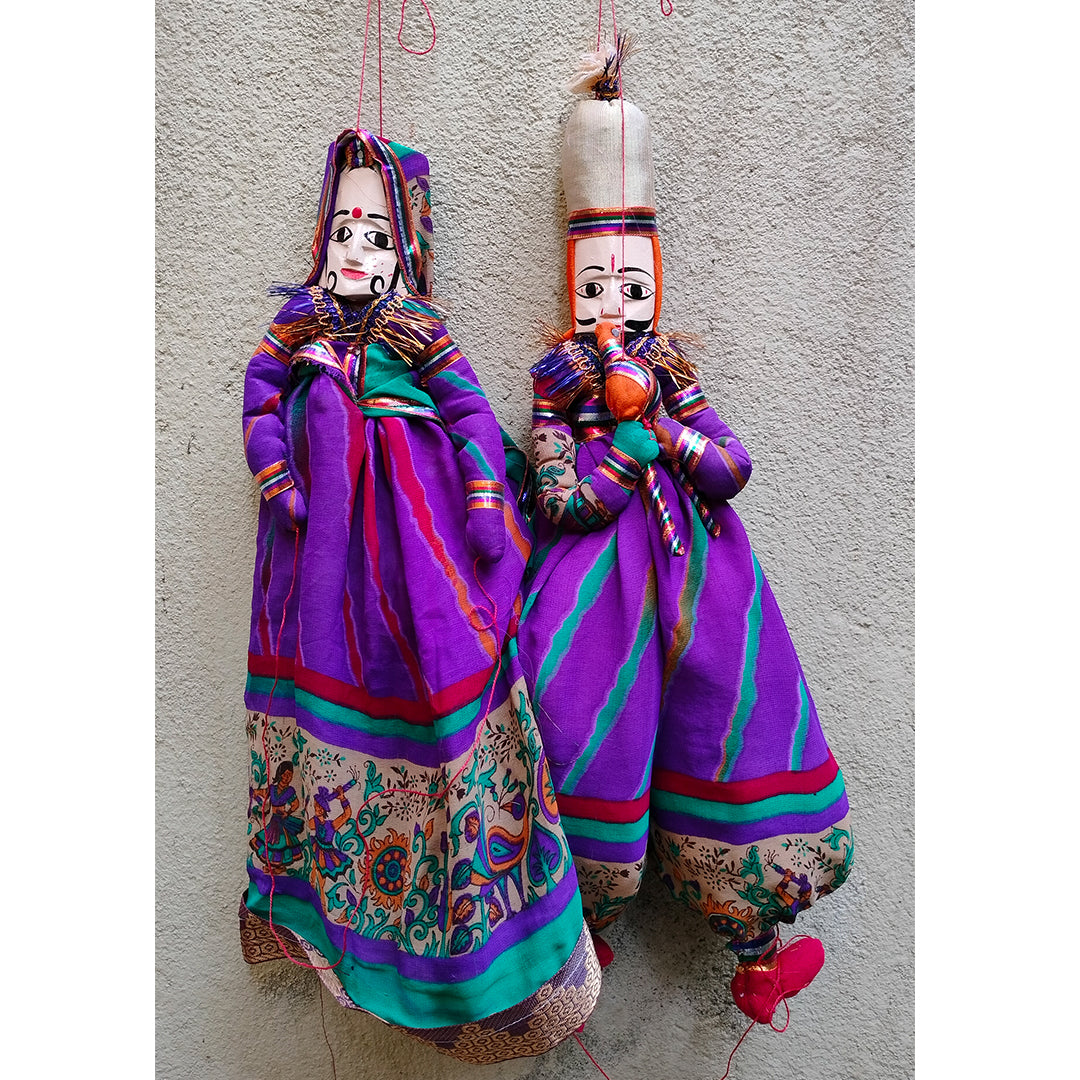 Craftooba Traditional Indian Puppets,Dolls, Vintage Rajasthani,Handmade Gypsy Dolls,String,Bohemian Home