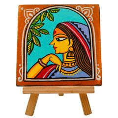 Wooden handpainted small canvas art – 5 inches | Wooden handpainted Small Canvas with stand decor