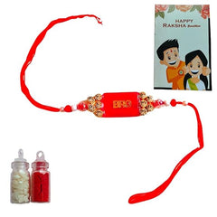 Craftooba Colourful BRO Red Beads Rakhi/Bracelet | Rakhi with Gift | Rakhi | Rakhi For Brother | Rakhi For Sister | Gift | Raksha bandhan |