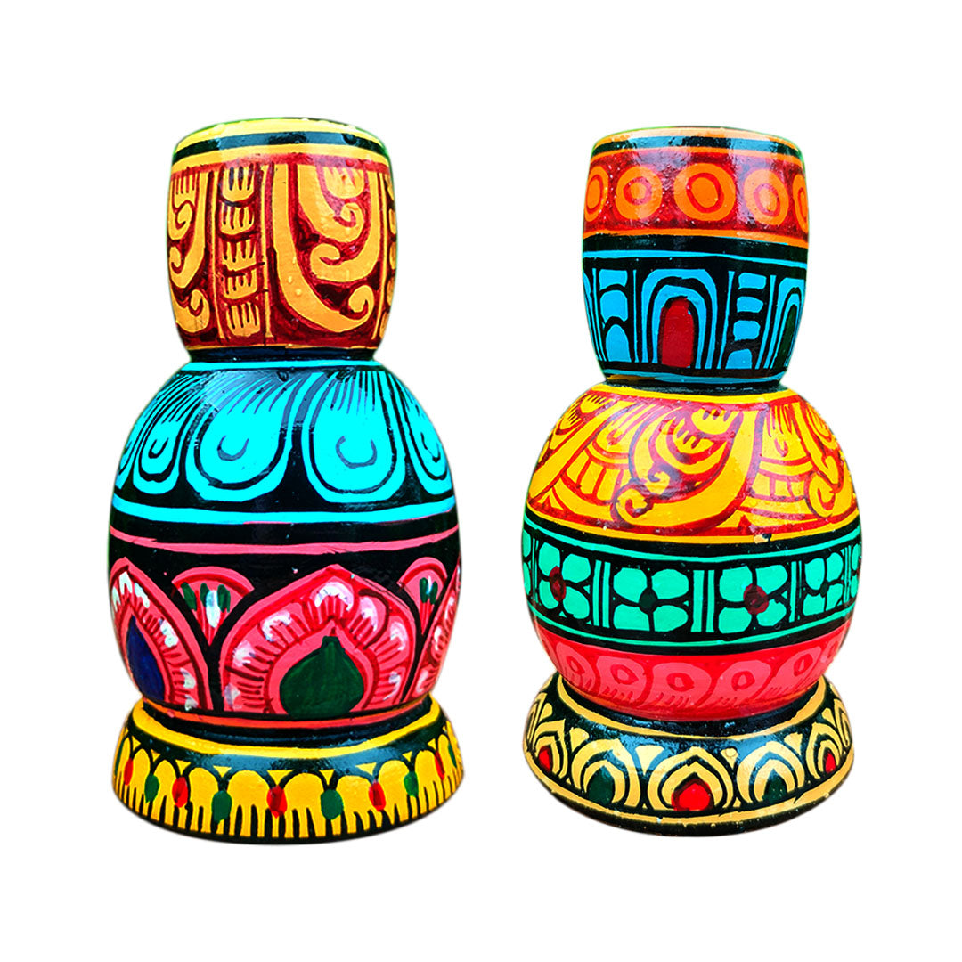 Wooden Hand painted decorative candle stand - Set of 2 | cnadle | Candle Stand | Diwali Gift | Decor |