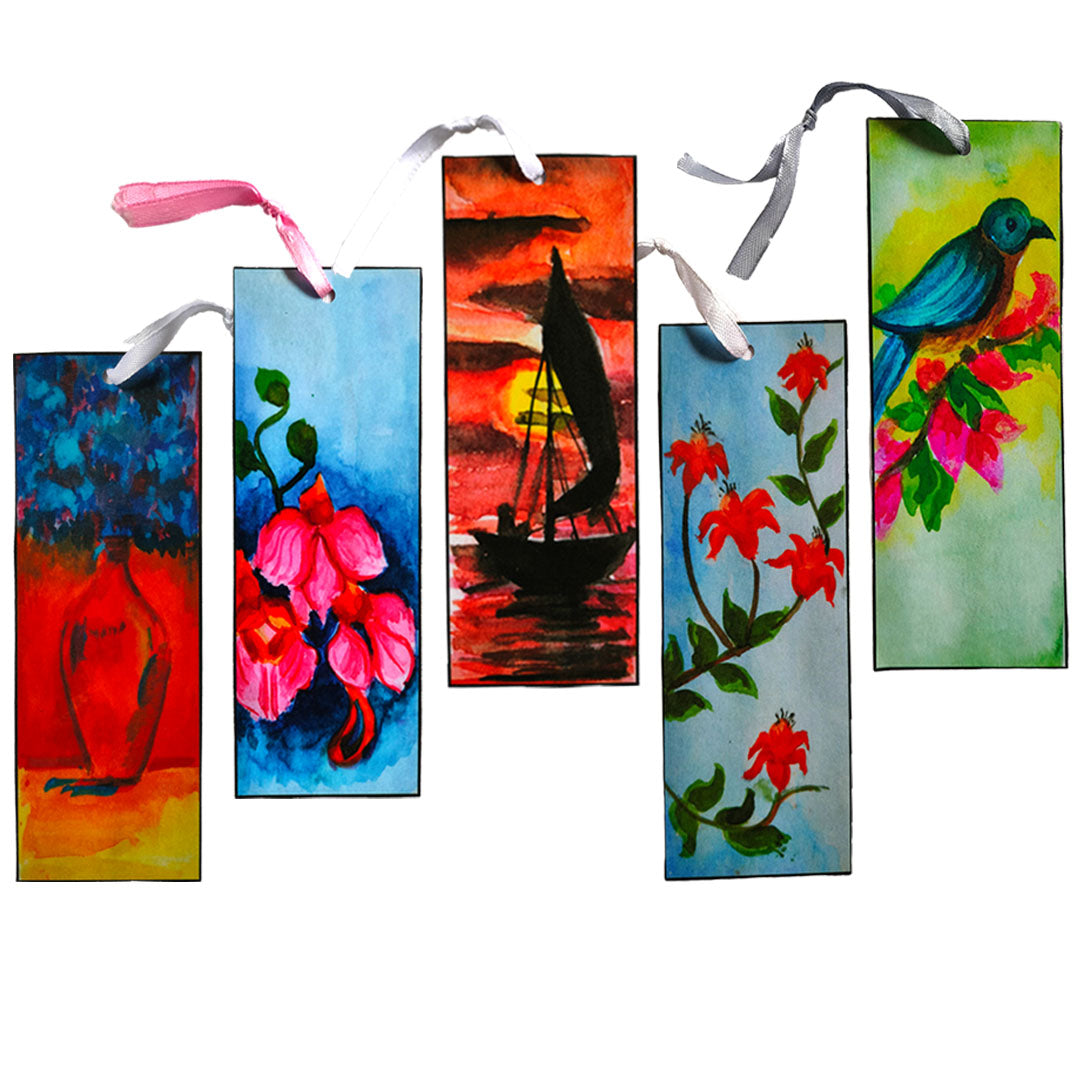 Set of 5 Laminated Art Bookmarks – Prints of Original Paintings