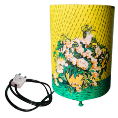 Craftooba Vase of roses hand painted round lamp shade | Hand Painted Table Lamp Shade | For Bedroom | Home | Living Room | Bedside | Home Decor Items & Gift