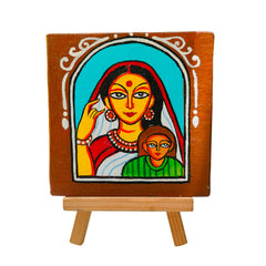 Wooden handpainted small canvas art – 5 inches | Wooden handpainted Small Canvas with stand decor