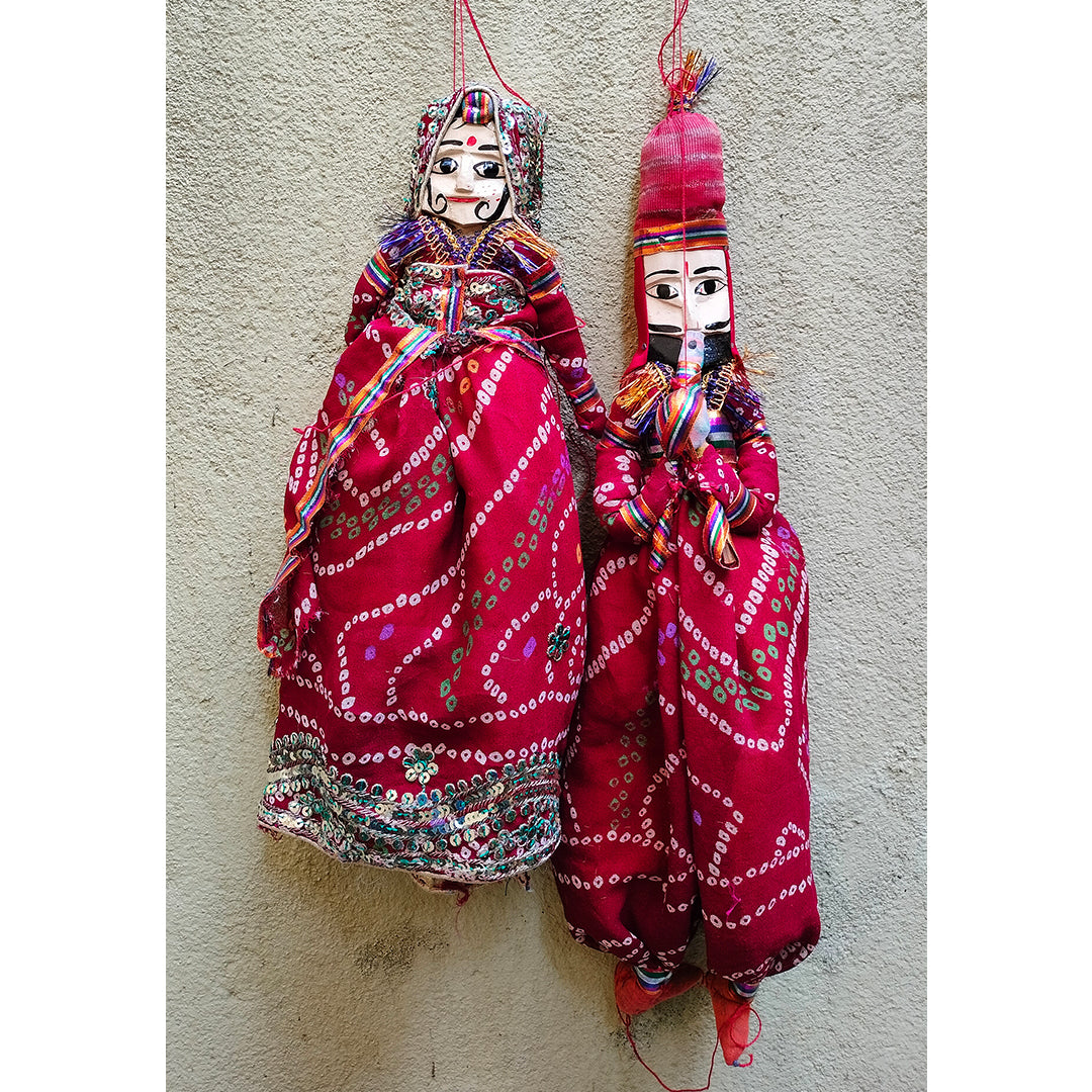 Craftooba Traditional Indian Puppets,Dolls, Vintage Rajasthani,Handmade Gypsy Dolls,String,Bohemian Home