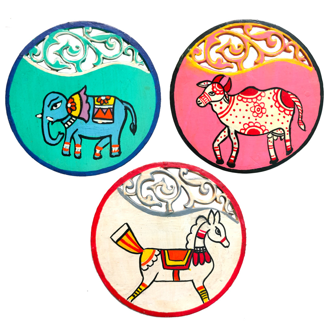 Hand Painted Animal Inspired Coasters Pack of 3