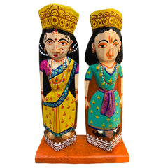 Craftooba Wooden Handpainted Couple Dolls for Home Decor Set of 2 VIII | Doll | Handpainted Doll | Wooden Doll