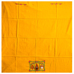 Lord Balaji Inspired Yellow Designer blouse piece | Blouse material | Designer blouse | Kantha hand embroidered blouse piece