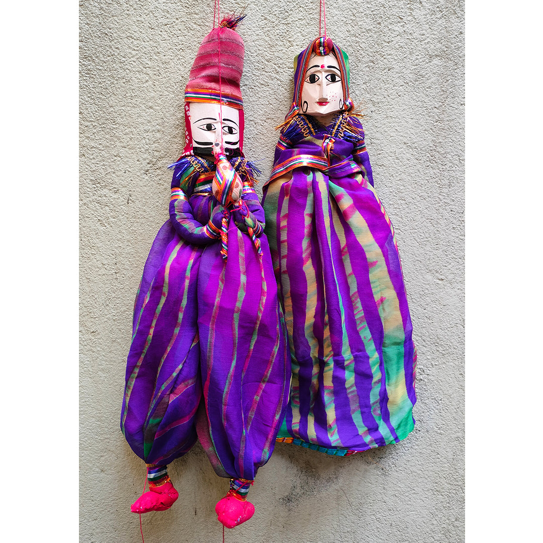 Craftooba Traditional Indian Puppets,Dolls, Vintage Rajasthani,Handmade Gypsy Dolls,String,Bohemian Home