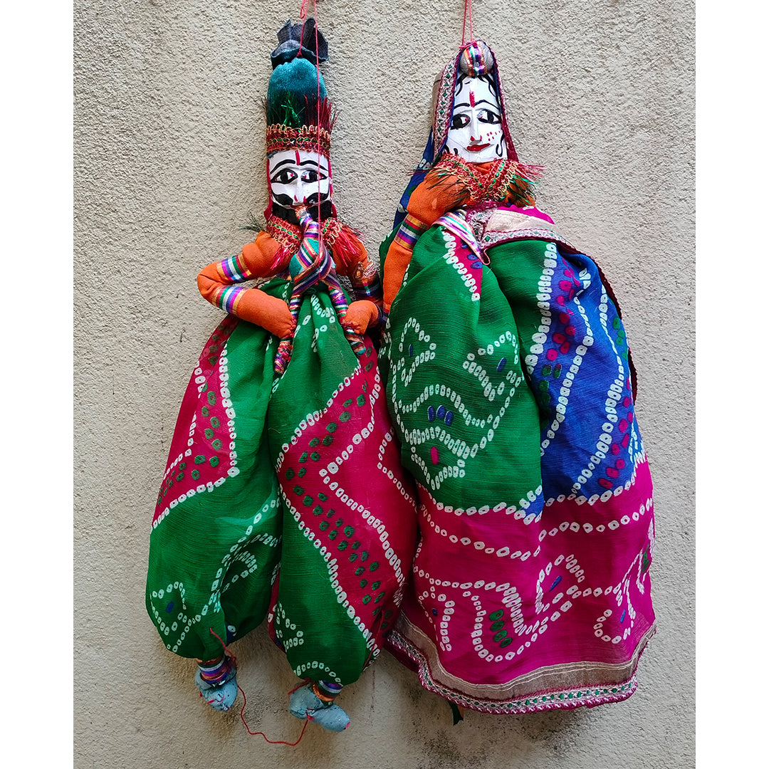 Craftooba Traditional Indian Puppets,Dolls, Vintage Rajasthani,Handmade Gypsy Dolls,String,Bohemian Home