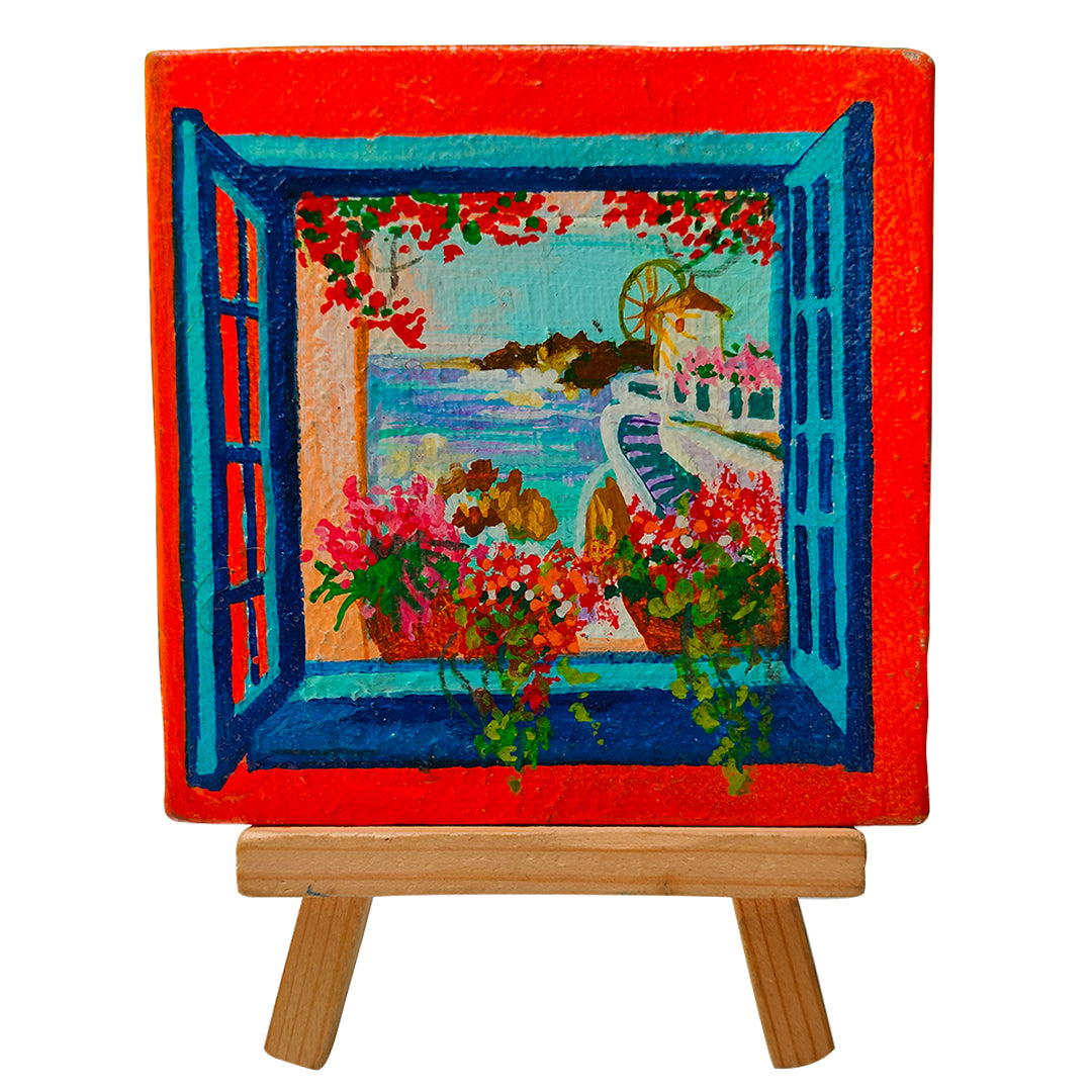 Original canvas painting | Small canvas (4 inches) with easel stand