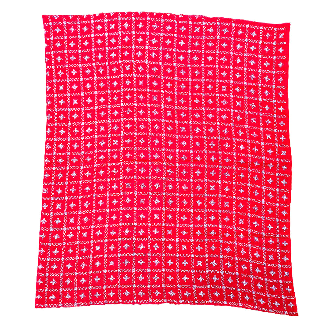 Red Kantha Hand Embroidered Blouse Material – Crafted by Women Artisans of Bengal | Blouse Piece | Blouse | Embroidered | Hand Embroidered Blouse Piece |