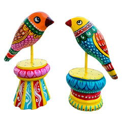 Craftooba handpainted wooden bird showpiece set-of-2 | wooden birds | showpiece | handpainted | table top | home decor |