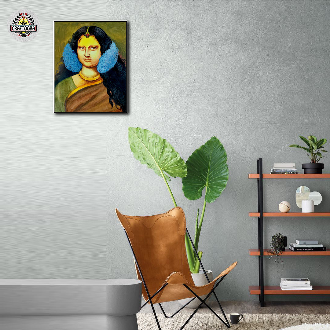 Craftooba Canvas Monalisa Inspired Indian Painting | Canvas | Stretched Canvas